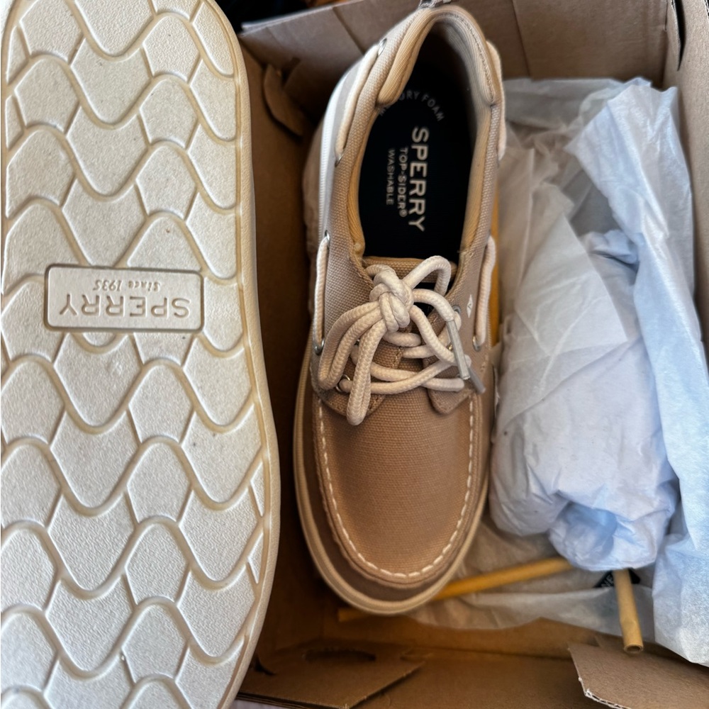 NEW! Sperry Boys Beige Boat Shoes